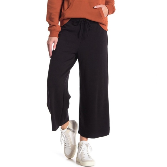 black wide leg track pants